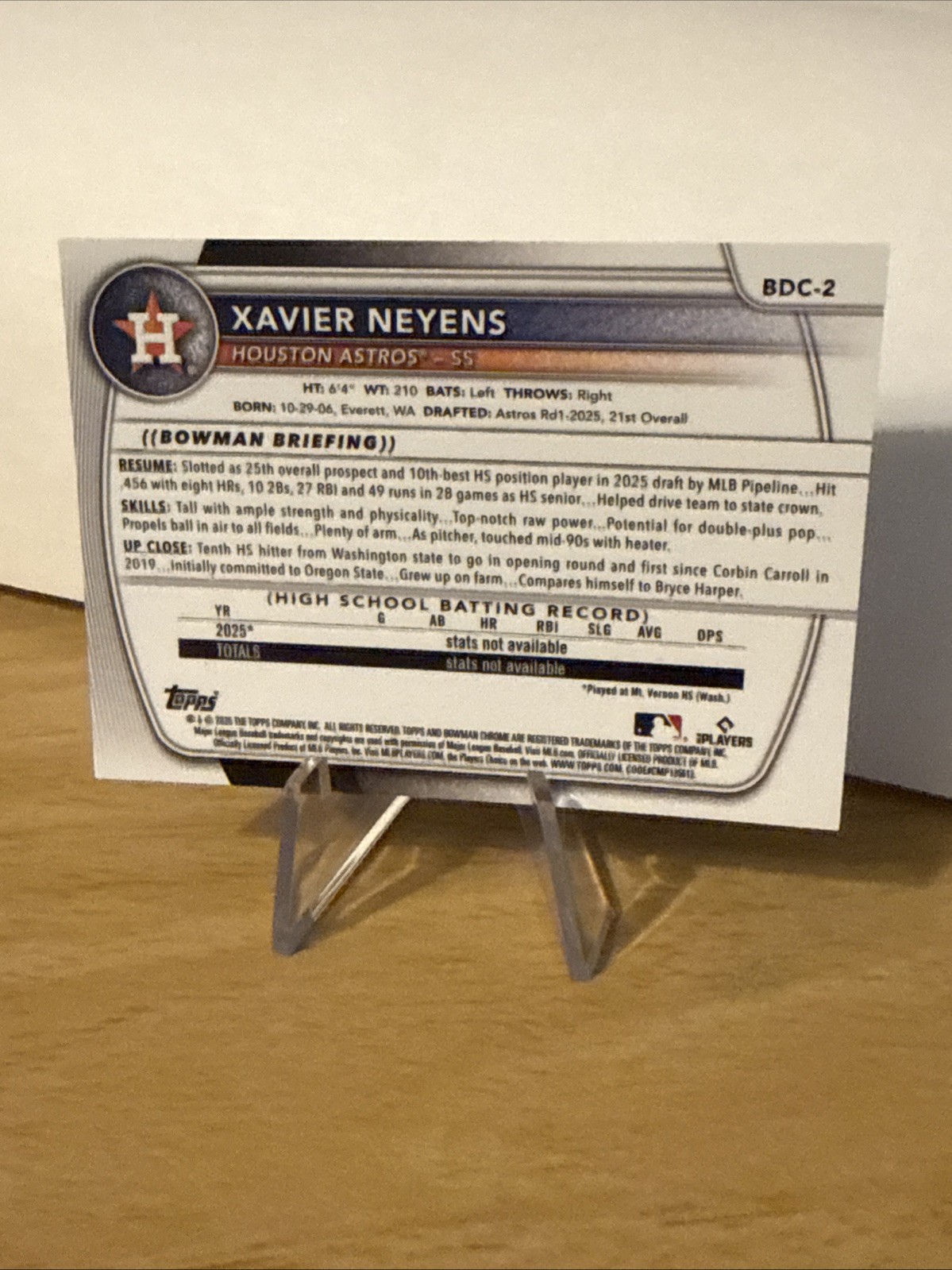 2025 Bowman Draft – Chrome Xavier Neyens #BDC-2 (RC)