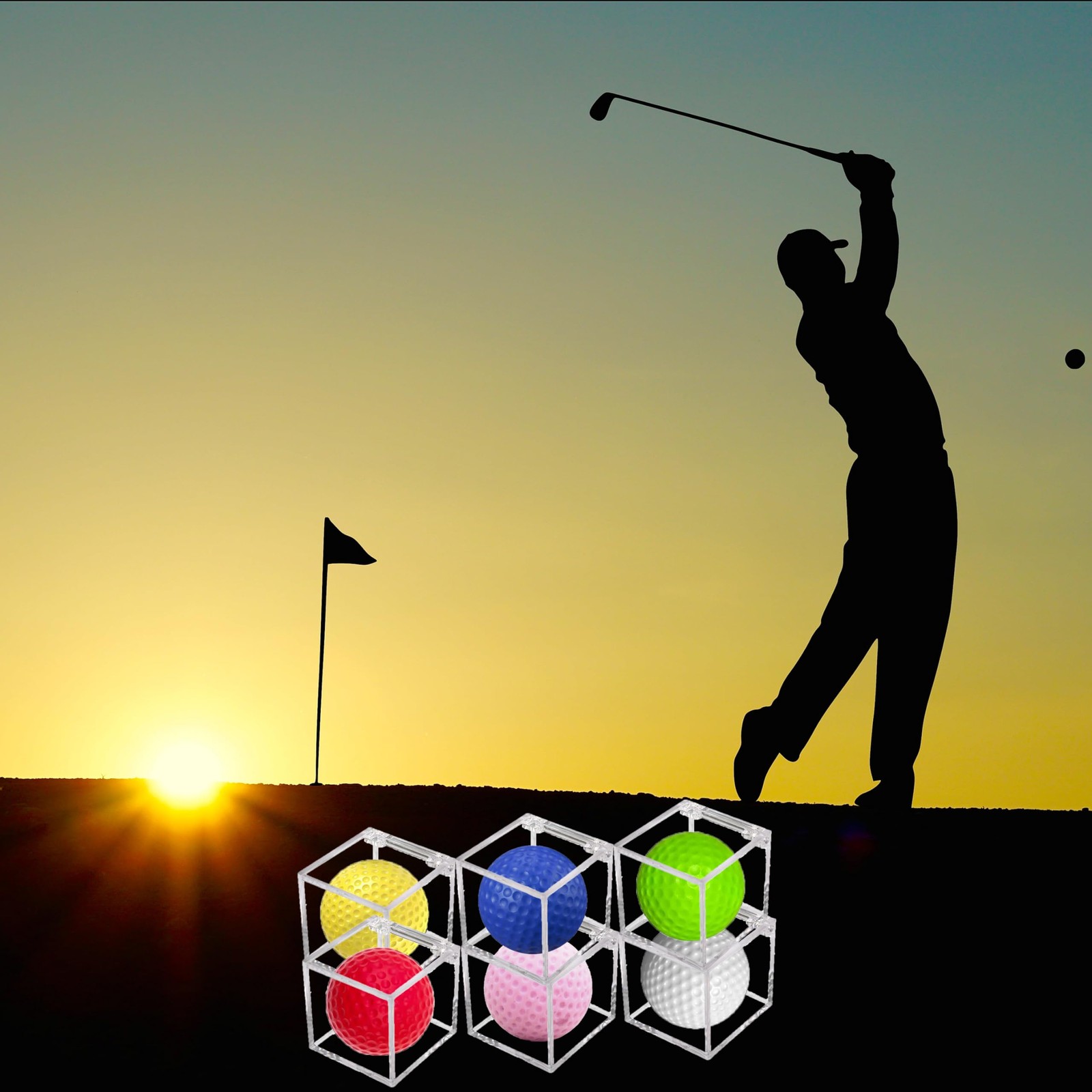 1 PC Golf Ball Display Case, UV Protected Golf Ball Display Cube, Acrylic Case