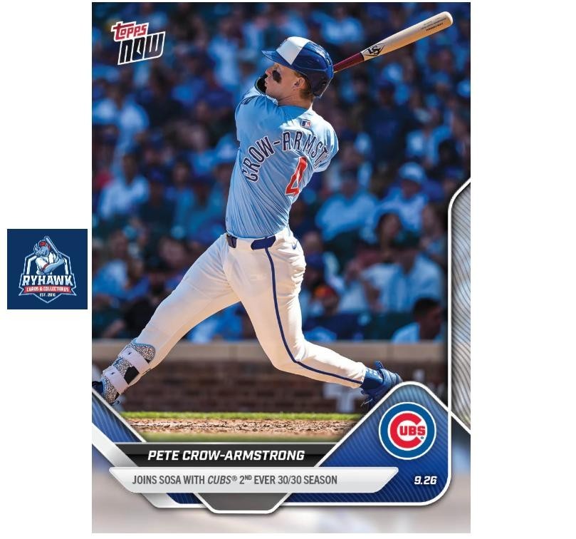 2025 Topps Now #775 Pete Crow-Armstrong 30/30 Season Chicago Cubs In Hand
