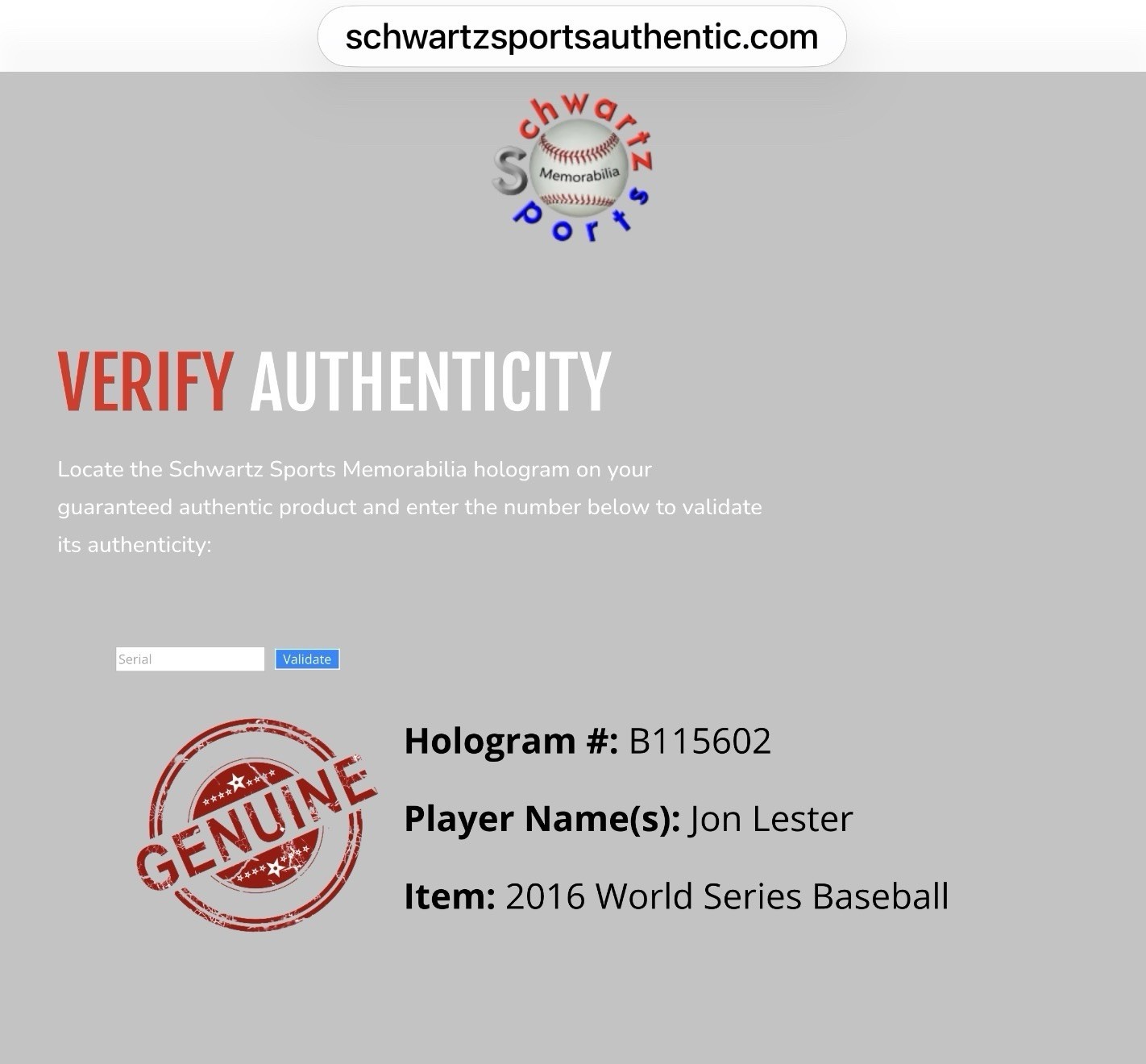 💥Jon Lester💥 Chicago Cubs Signed 2016 World Series Baseball Autograph–SCHWARTZ