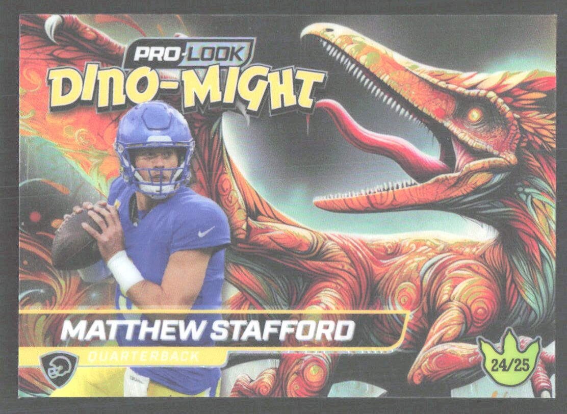 CZB931 – 2025 Wild Card Dino-Might – Matthew Stafford – /25 – Orange – Pro-Look