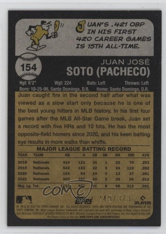 2022 Topps Heritage Chrome Silver Refractor /373 Juan Soto #154 1hb1