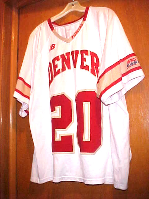 NEW SEWN AUTHENTIC DU Denver University Pioneers LAX Lacrosse Team Jersey, Large