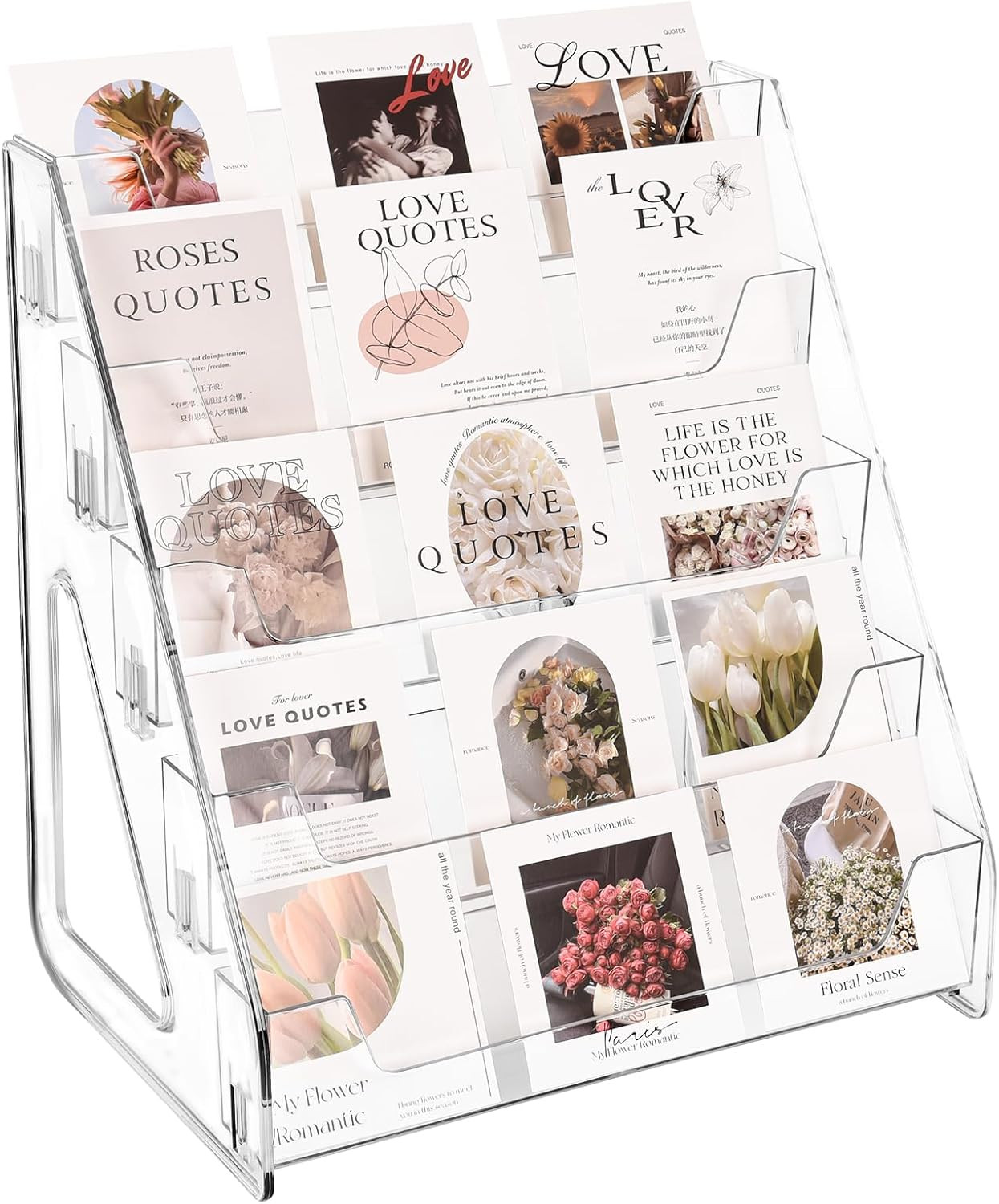 Upgraded 5 Tier Acrylic Card Display Stand, Clear Display for Greeting Cards, Sp