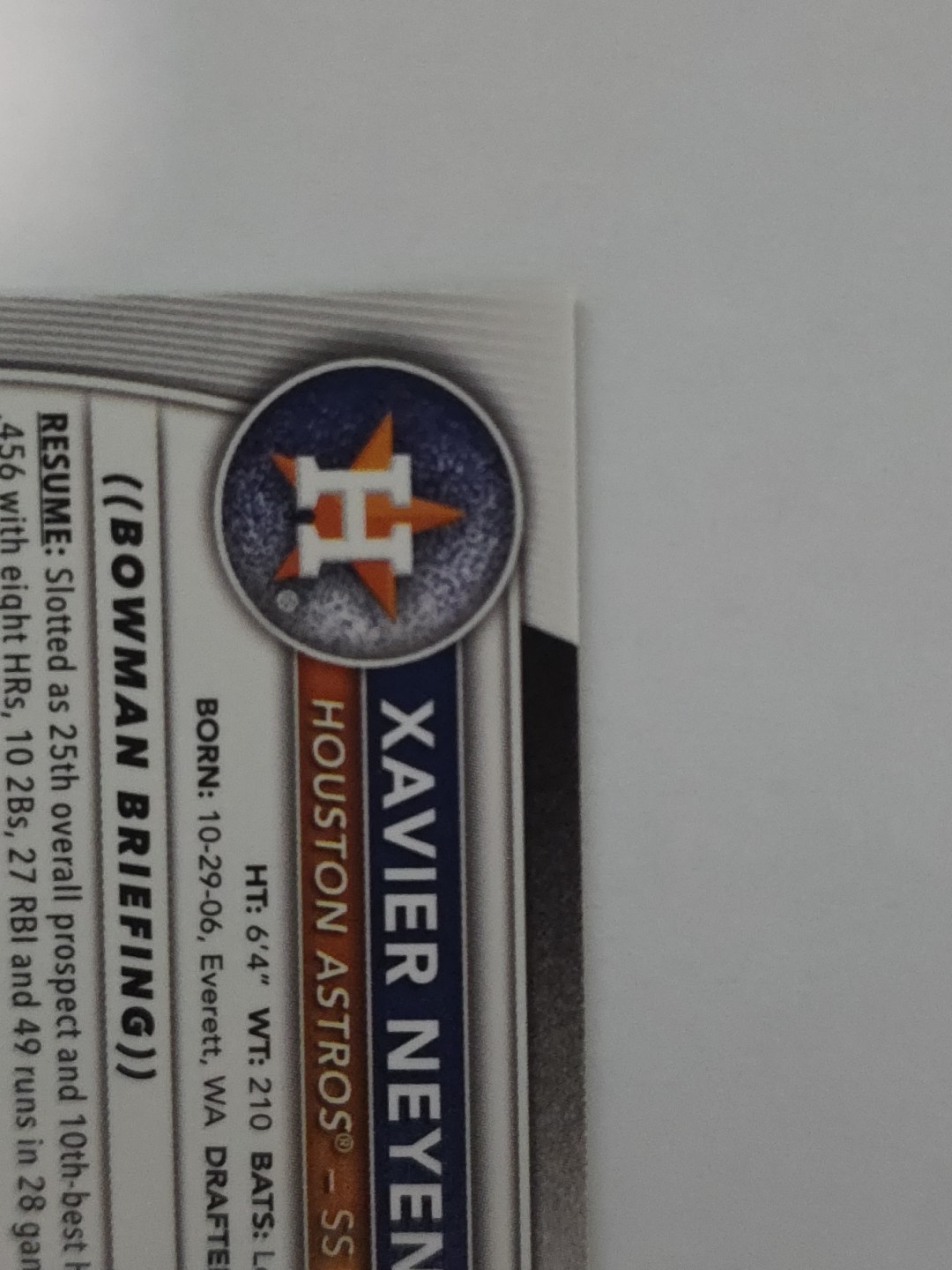 Xavier Neyens 2025 Bowman Draft Chrome 1st Yellow Geometric Refractor /75 Astros