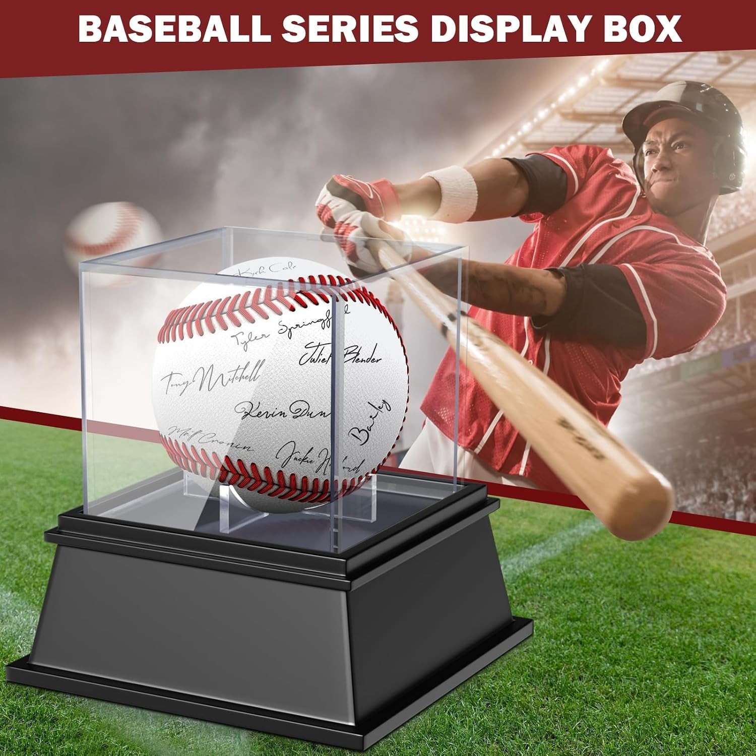 baseball display case, baseball holder display case, acrylic uv protected case