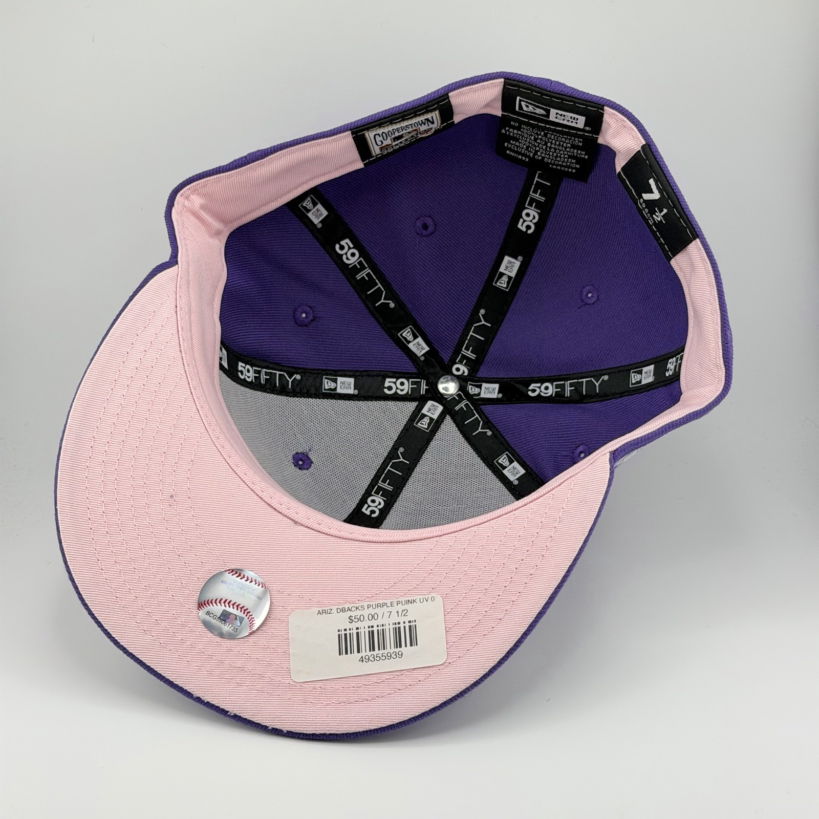 New Era Arizona Diamondbacks Fitted Hat 2001 WS Patch Purple Pink UV 7 1/2 NWT