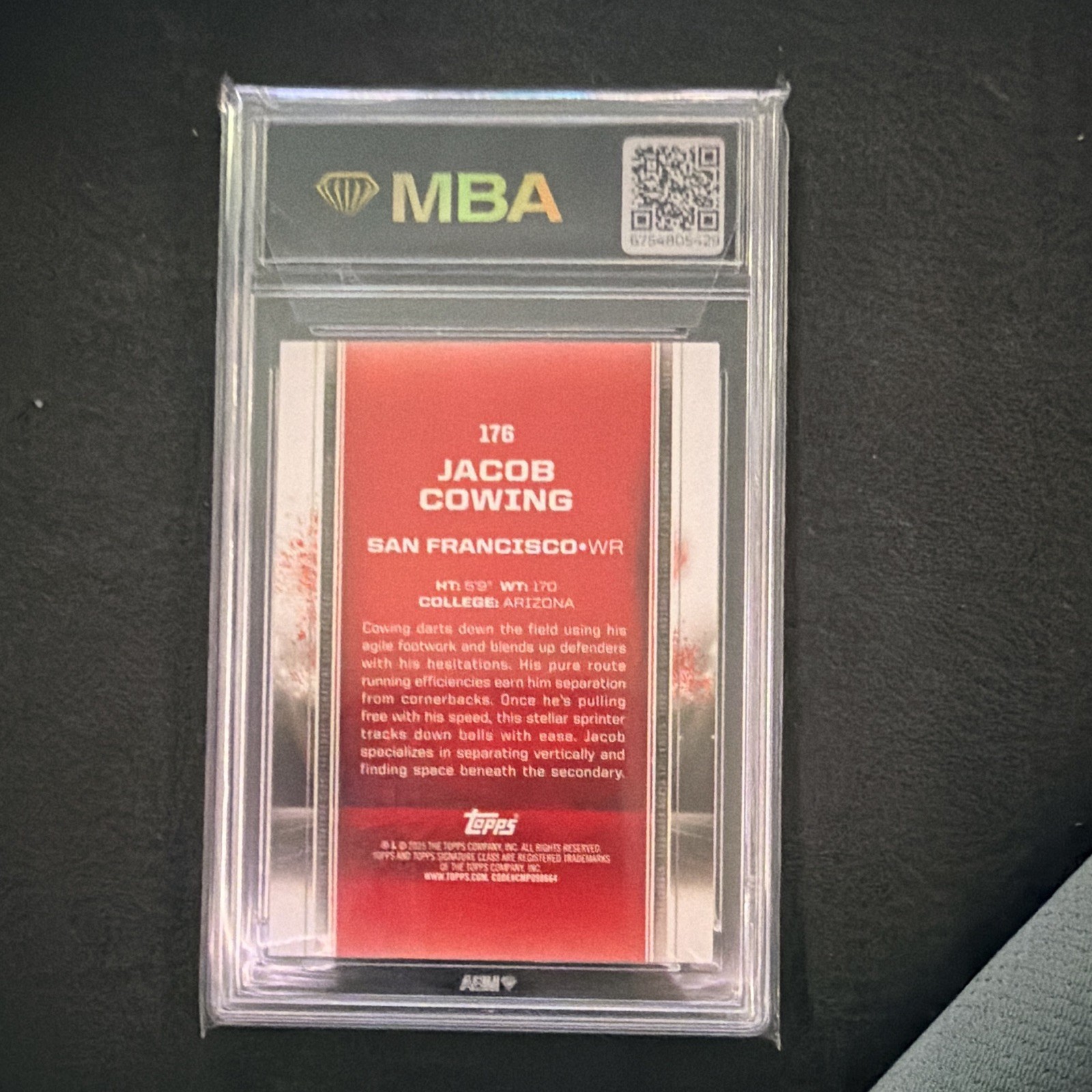 2024 Topps Signature Class Jacob Cowing Purple #176/100 MBA 9 49ers