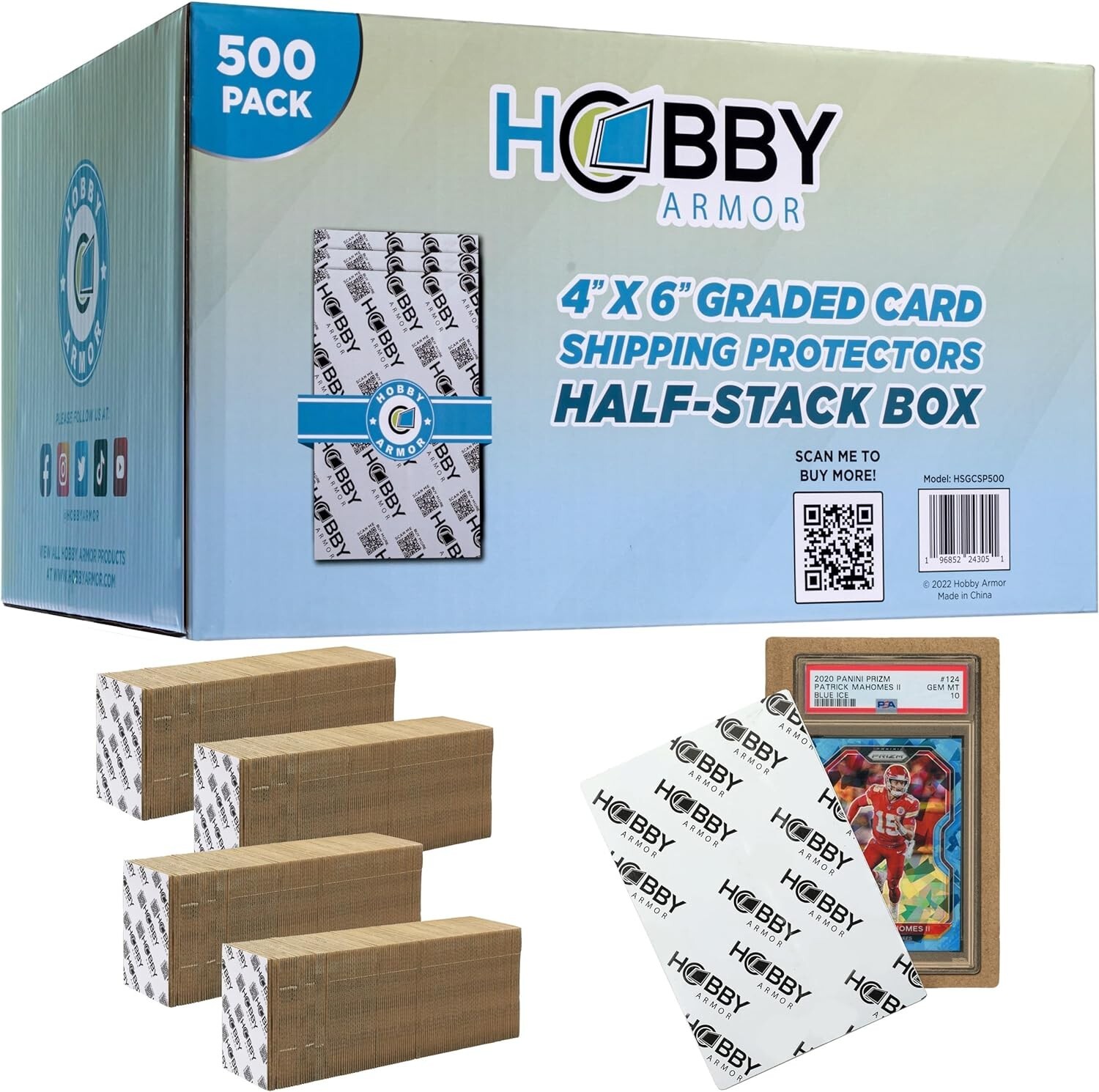 Hobby Armor Graded Card Shipping Protectors 4″ x 6″ Trading Card Mailer 500 Pack