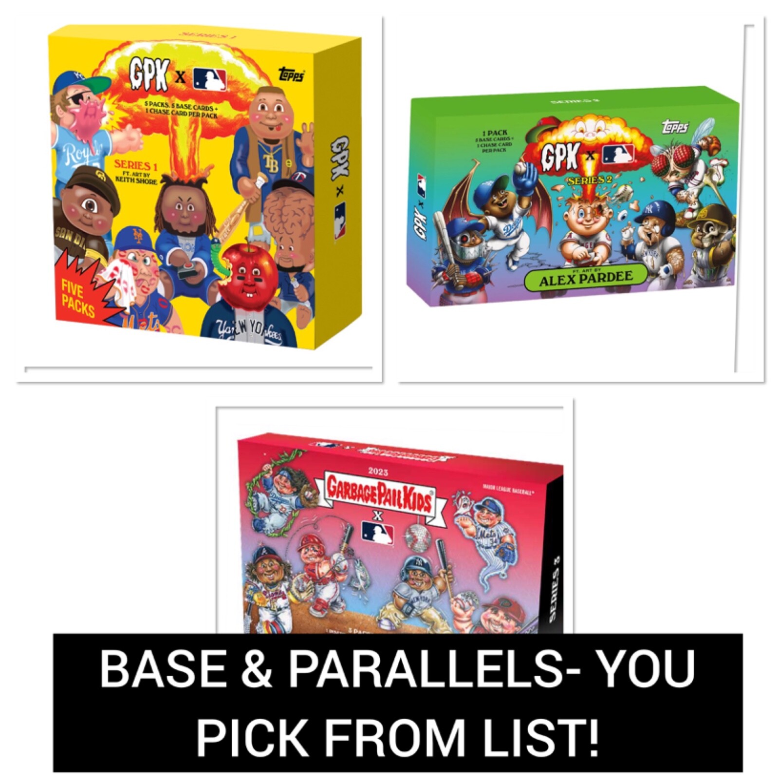 2022-2023 Topps GPK x MLB S1 / S2 / S3 – Base & Parallels – You Pick From List!