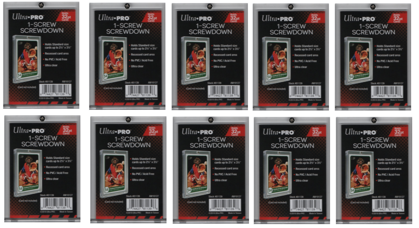 (10-Pack) Ultra Pro 1-Screw Screwdown Trading Card Holders Recessed Regular 32pt