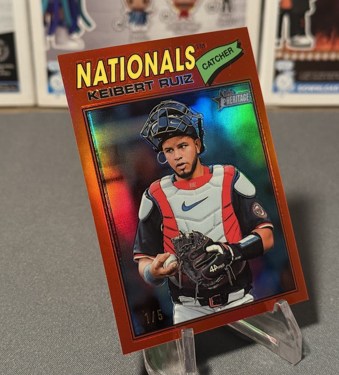 2026 Topps Heritage Chrome Keibert Ruiz Red Refractor /5 #201 Nationals Bookend