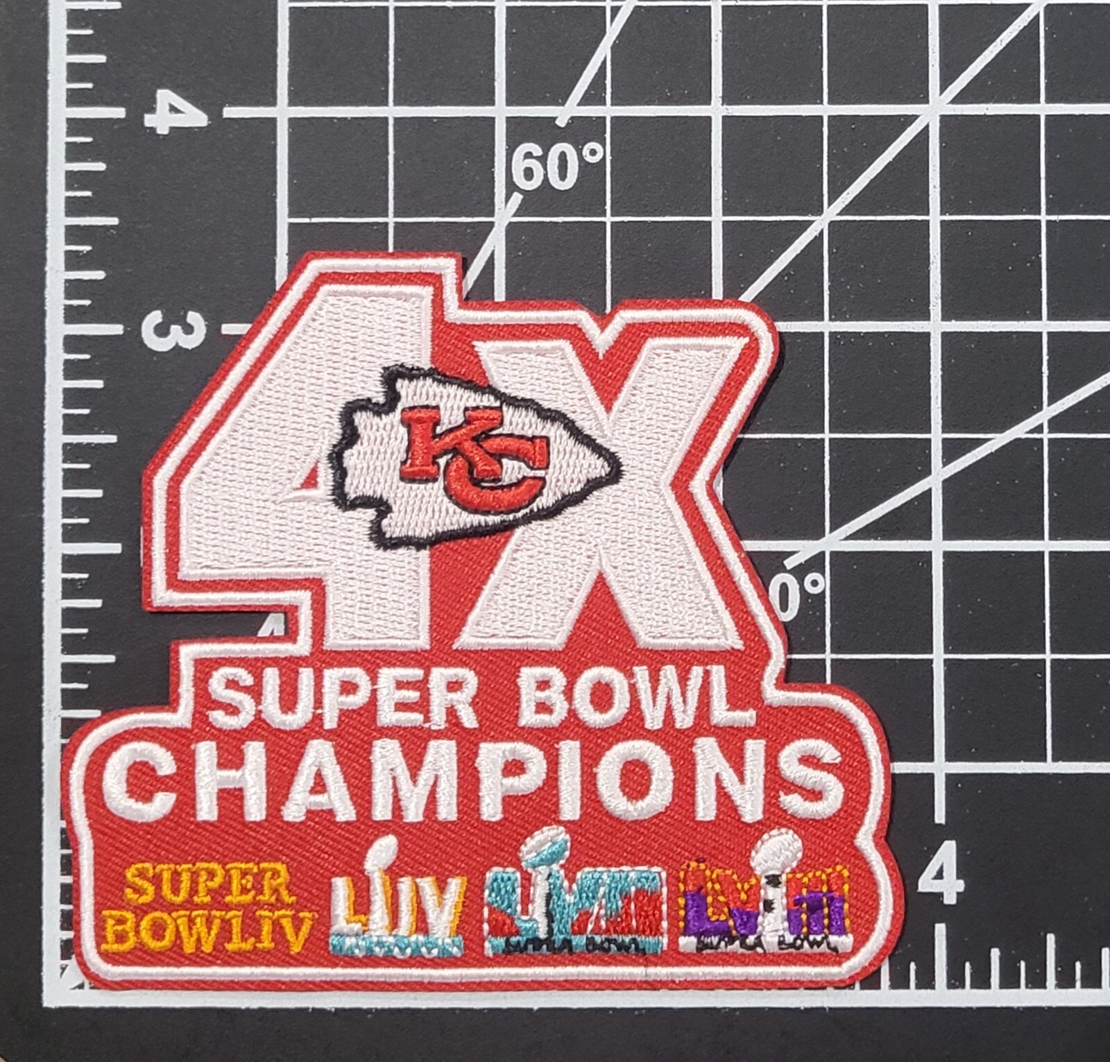 Kansas City Chiefs 4 X Red Super Bowl 3.75″ Iron On Embroidered Patch~USA Seller
