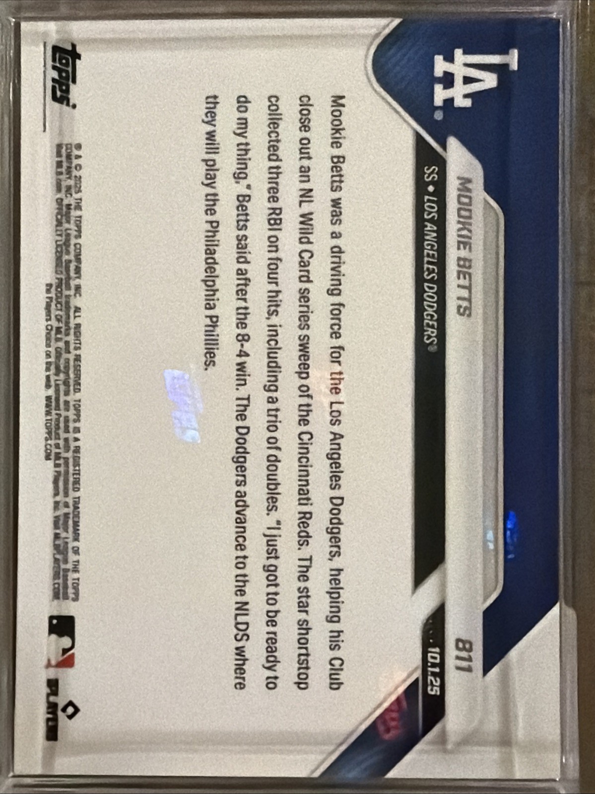 2025 Topps Now Mookie Betts #811 Explodes For 3 Doubles 4 RBI As Dodgers Advance