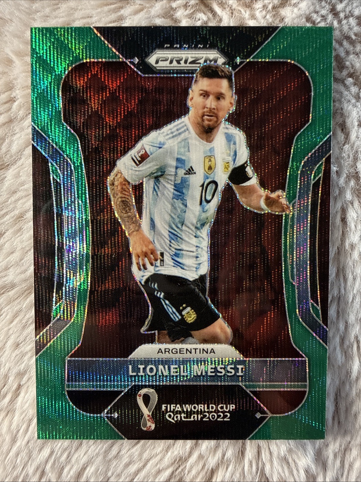 2022 Panini Prizm World Cup Qatar – Lionel Messi #7 Green Wave Prizm