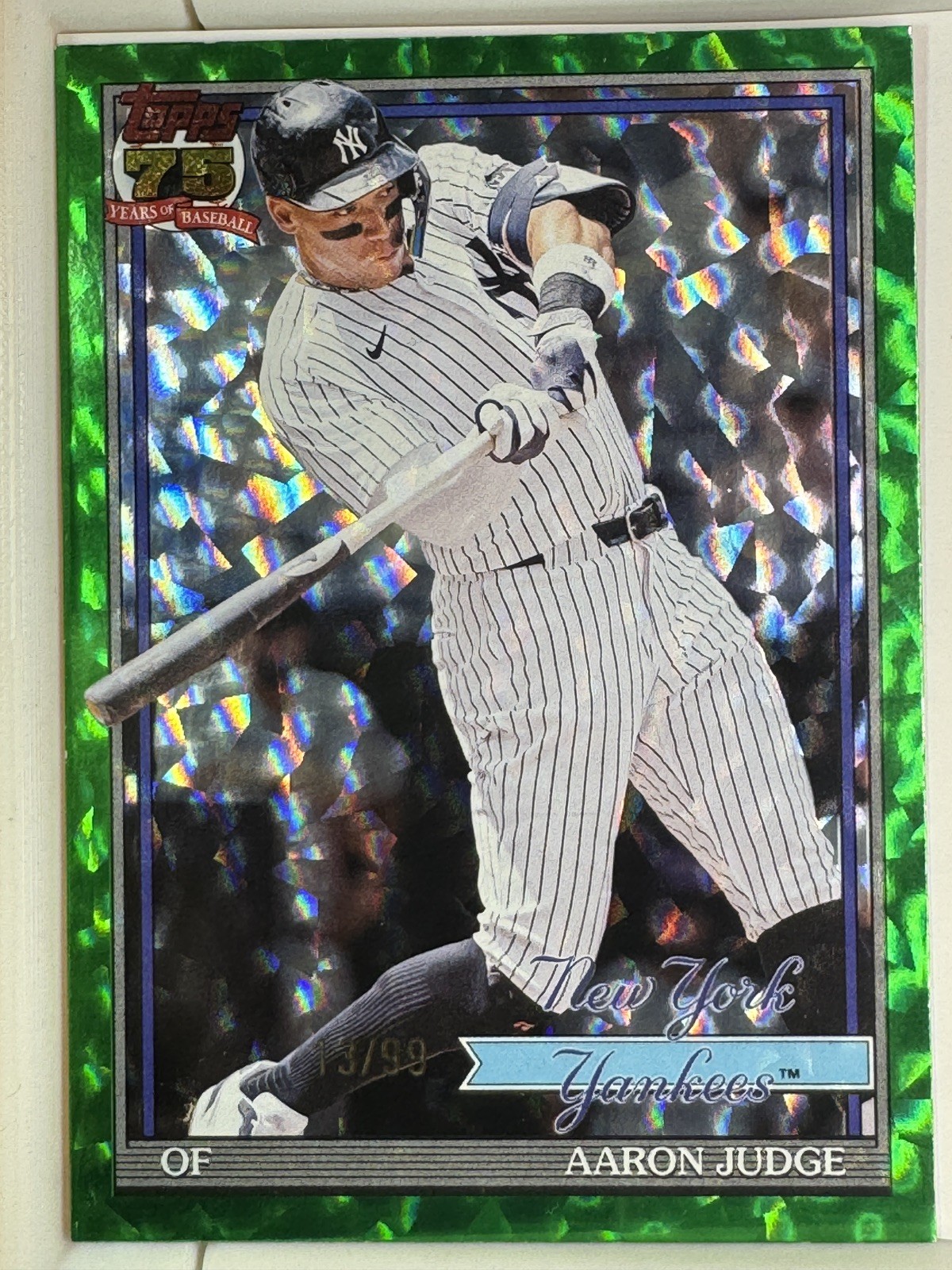 2026 Topps #T91-34 Aaron Judge 1991 Topps Baseball 35th Anniversary Green 13/99