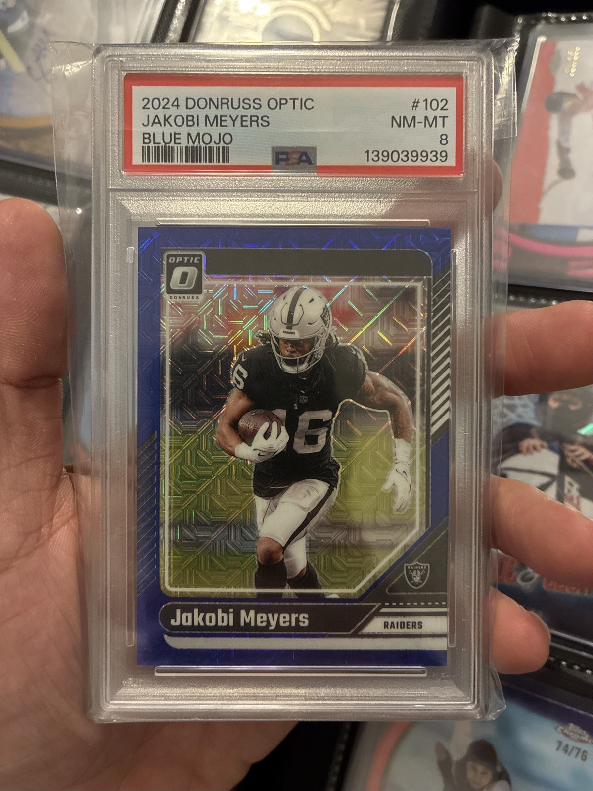 2024 Optic Jacobi Meyers Blue Mojo /5 PSA 8