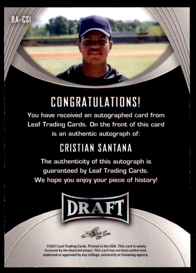 2021 Leaf Draft #BA-CS1 Cristian Santana Autographs Auto
