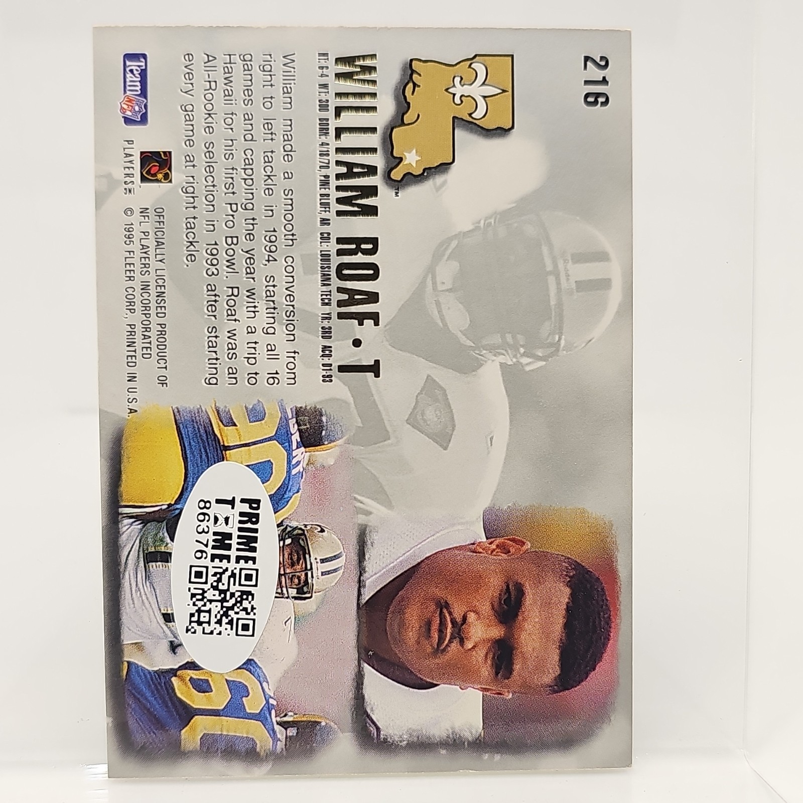 Fleer 1995 Ultra #216 Willie Roaf New Orleans Saints Autographed Card