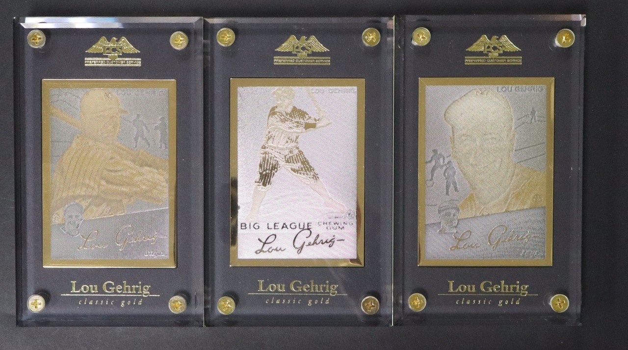 (3) Lou Gehrig PCS 24K Gold Commemorative Limited Edition Set #/400