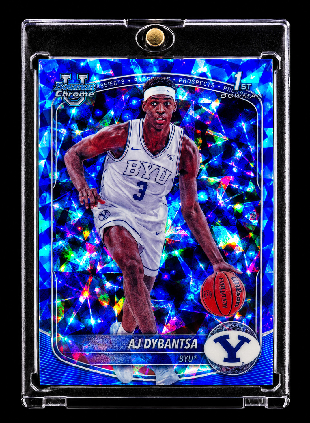 AJ DYBANTSA BLUE DIAMOND ROOKIE REFRACTOR HOLO ATOMIC ICE SP Prizm BYU COUGARS