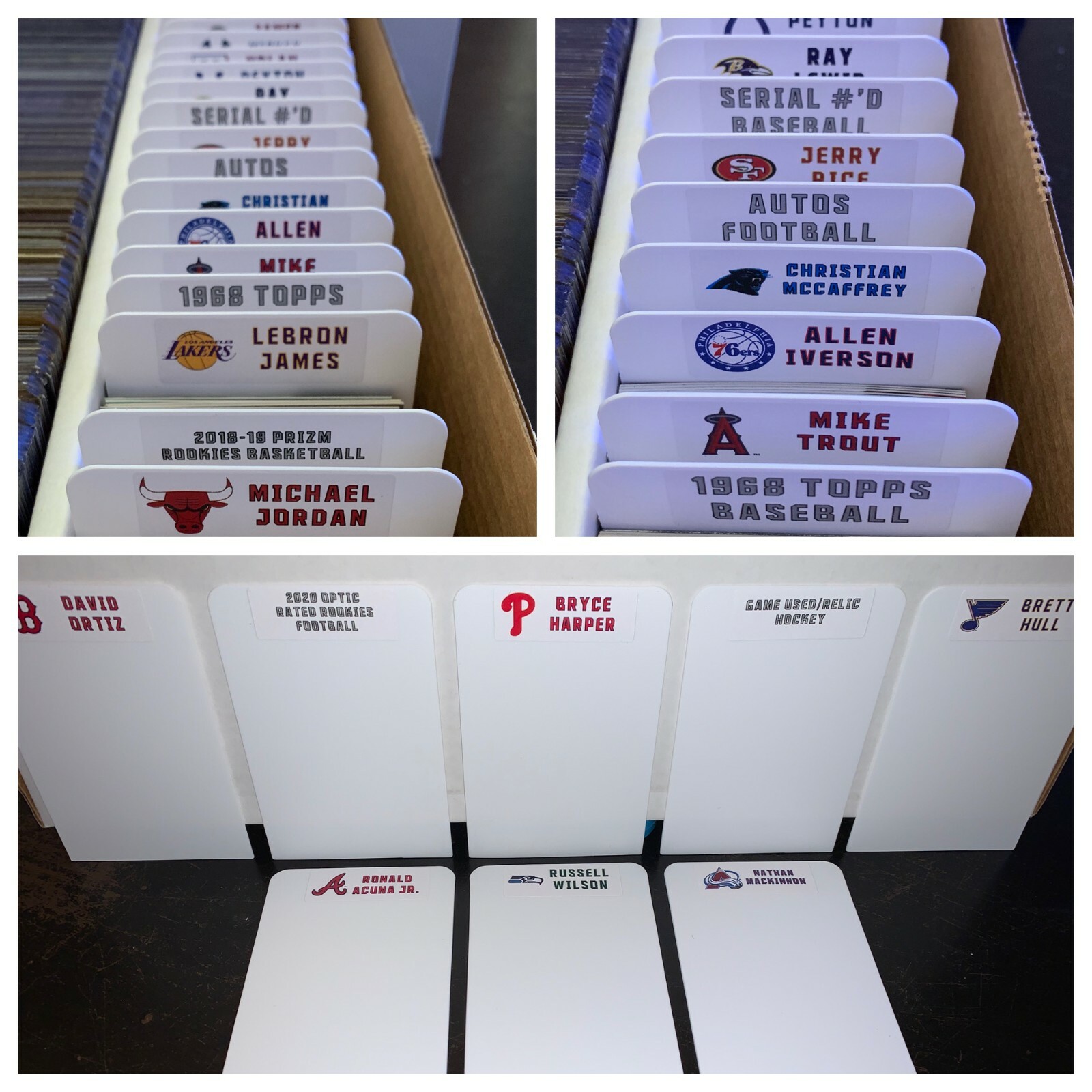 Sports Card Tall Divider With Customized Player Label – MLB NFL NHL NBA NCAA MLS