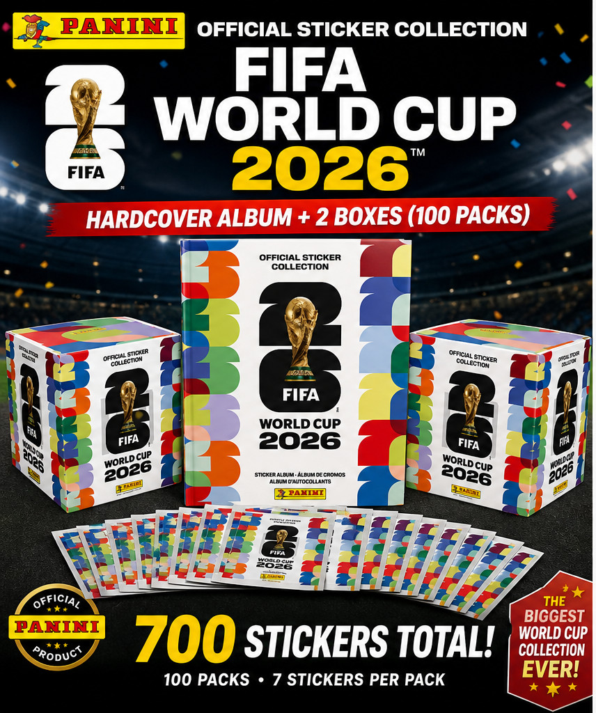 Panini FIFA World Cup 2026 HARDCOVER Album + 2 Boxes (100 Packs) SHIPS SAME DAY!