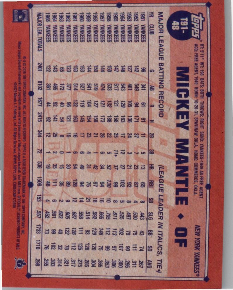 Mickey Mantle 2026 Topps Silver Crackle #T91-48