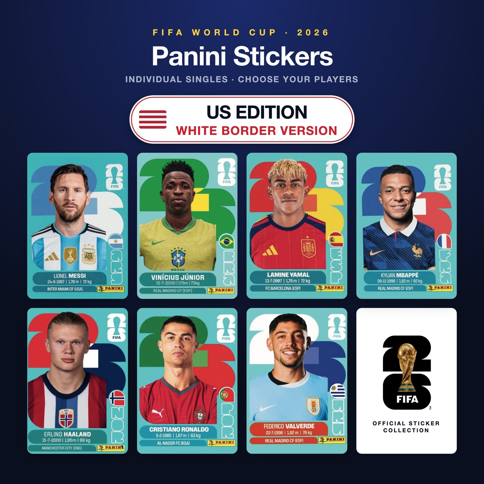 2026 Panini FIFA World Cup Sticker US Edition #00-#BRA20 – YOU PICK White Border