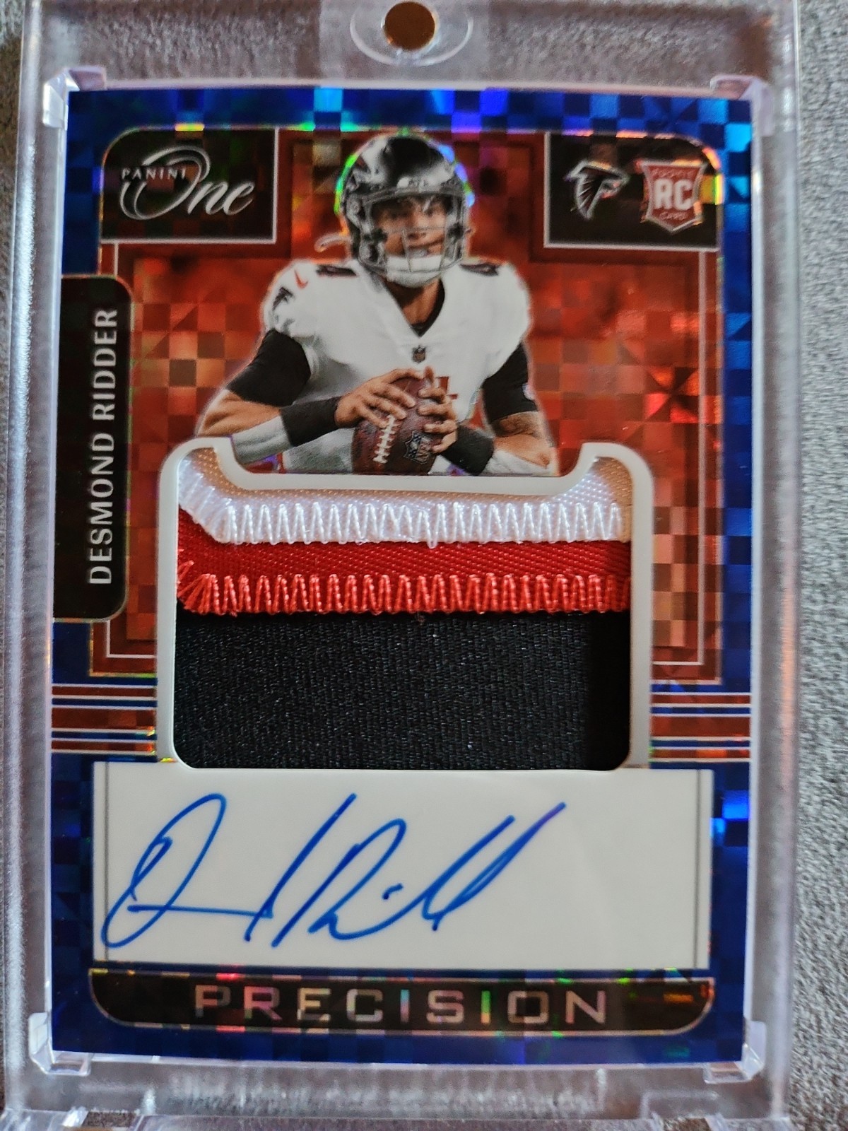 2022 Panini One – Precision Rookie Patch Autographs Desmond Ridder #321 Blue /35