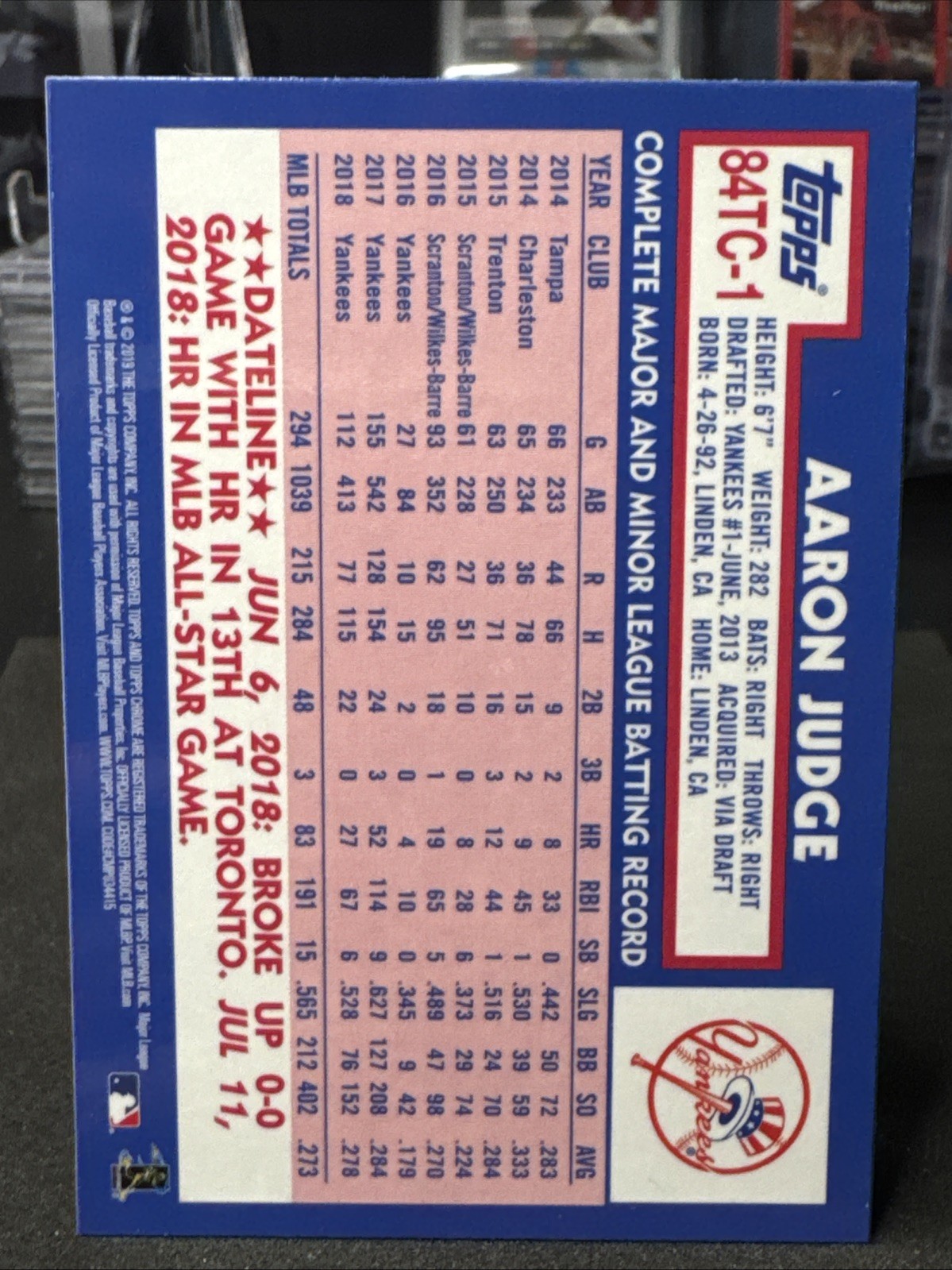 2019 Topps Chrome⚾️AARON JUDGE #84TC-1💥84 REFRACTOR🔥Yankees (SS)