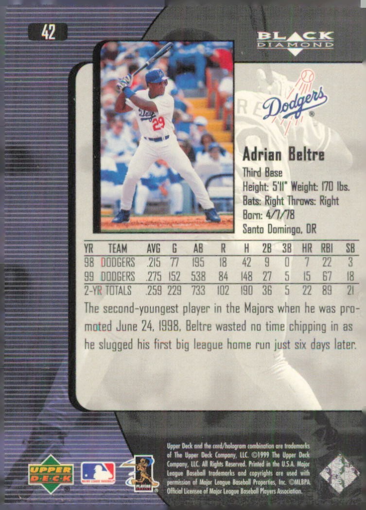 2000 Upper Deck Black Diamond #42 Adrian Beltre Los Angeles Dodgers