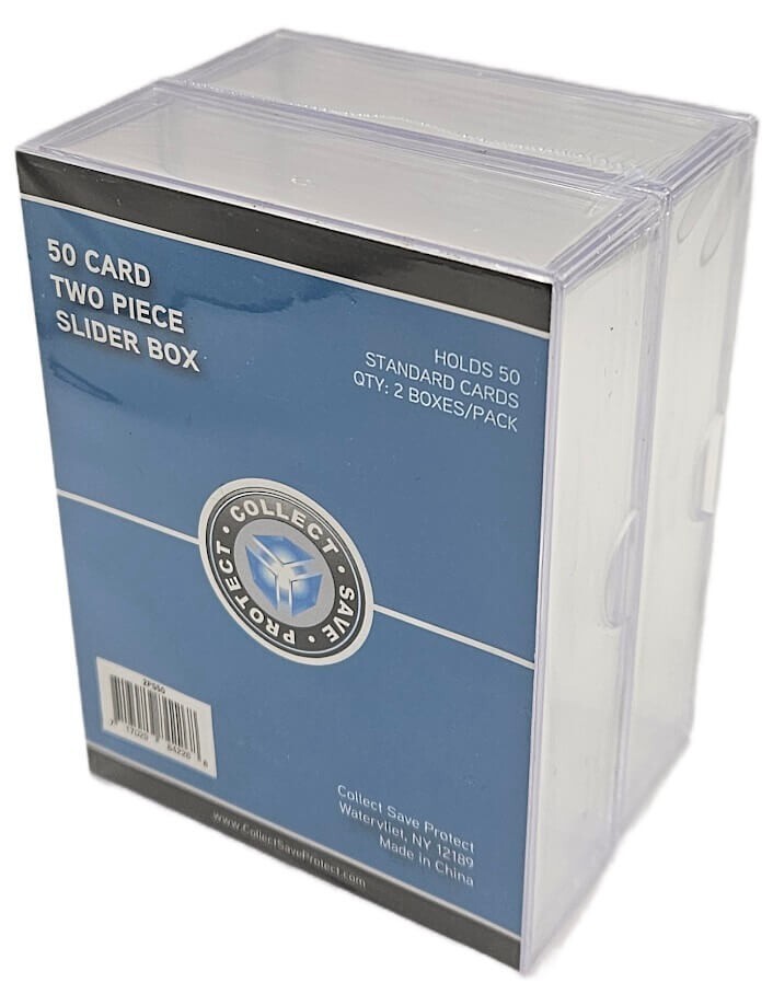(20 Boxes) CSP 2-Piece Slider Card Storage Box (50 Card Size) Stackable Plastic