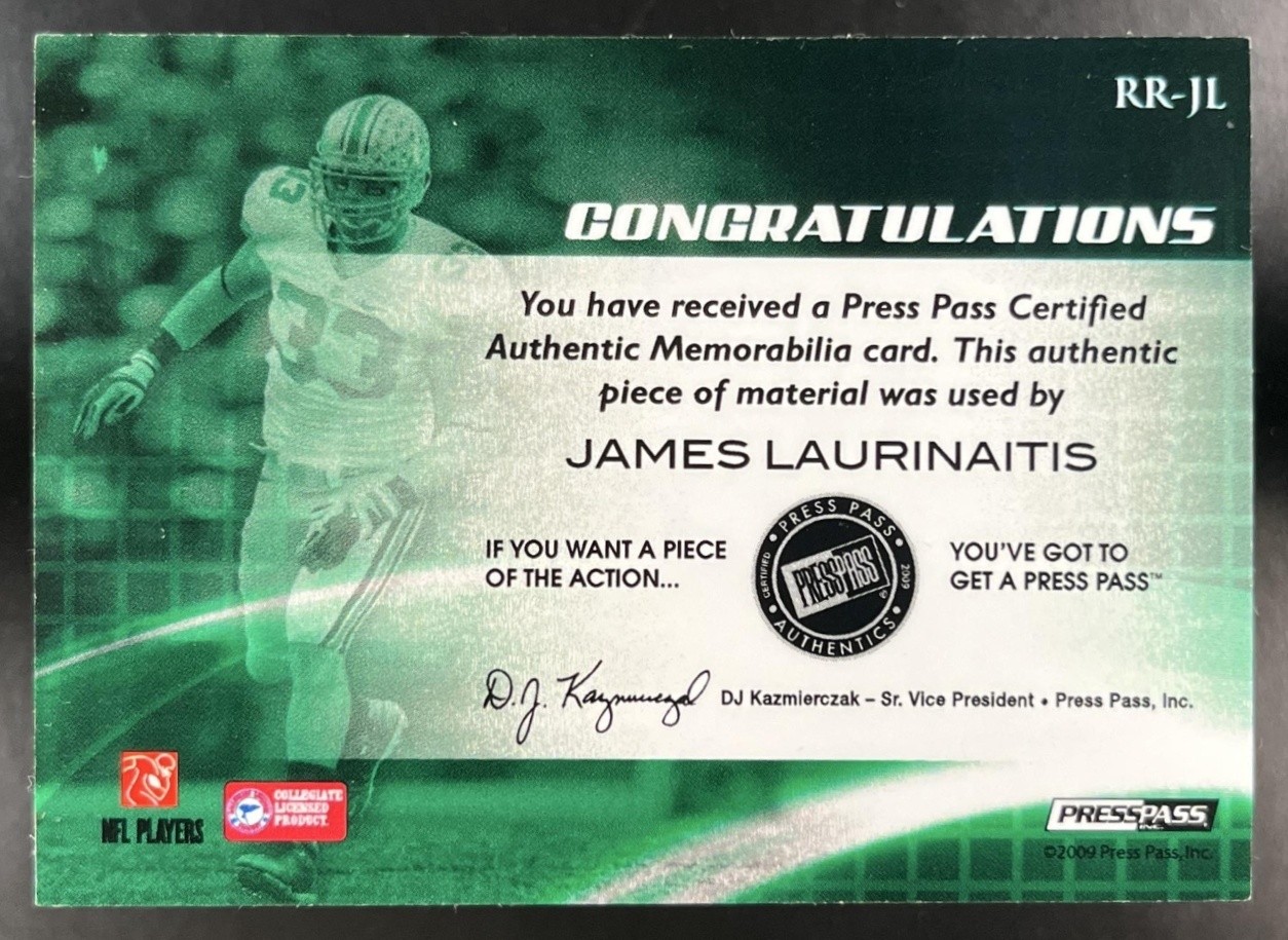 James Laurinaitis /99 Patch 2009 Press Pass SE Game Day Gear Jerseys Ohio State