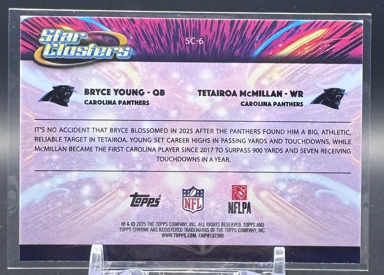 2025 Topps Chrome Cosmic Bryce Young Tetairoa McMillan Star Clusters Insert