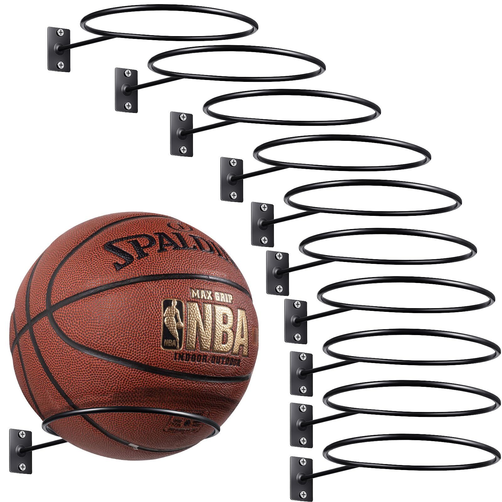 30 Pcs Wall Mounted Basketball Holder Soccer Ball Shelf Display Rack Stand
