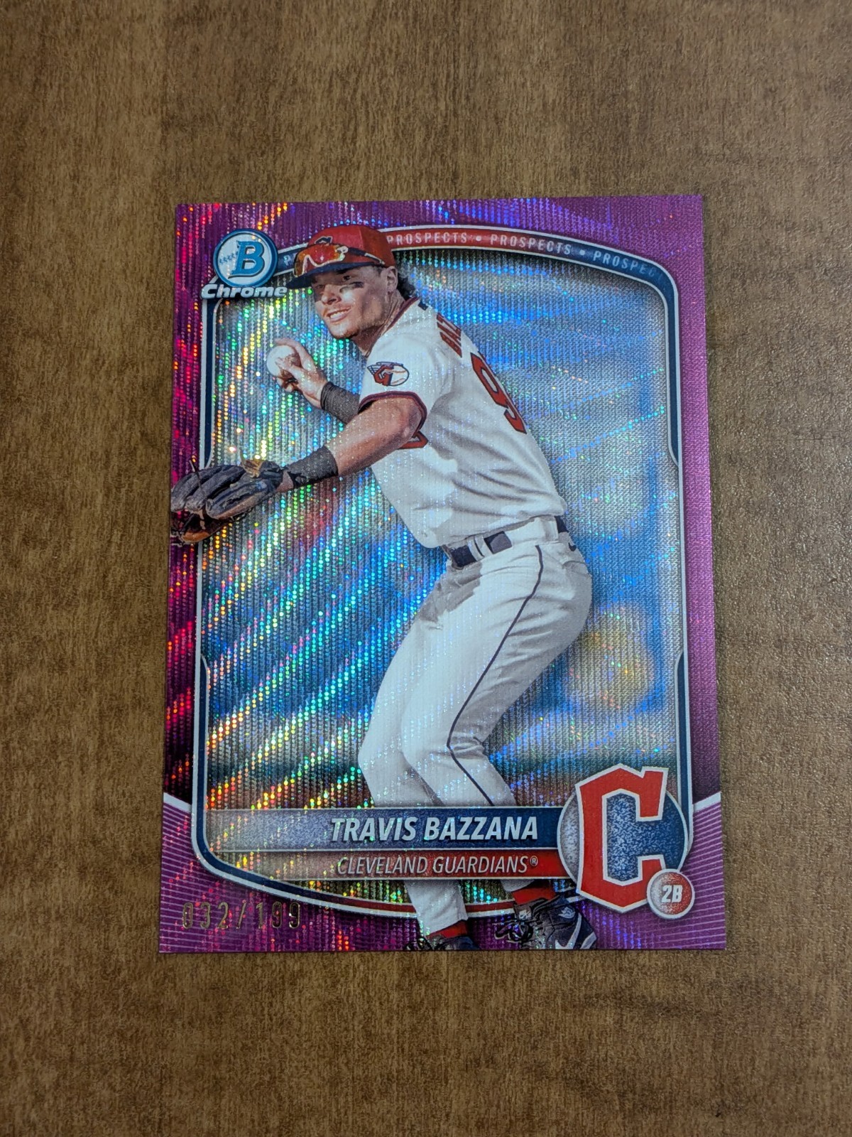 TRAVIS BAZZANA 2025 Bowman Chrome #BCP-131 Fuchsia Wave Refractor /199 Guardians
