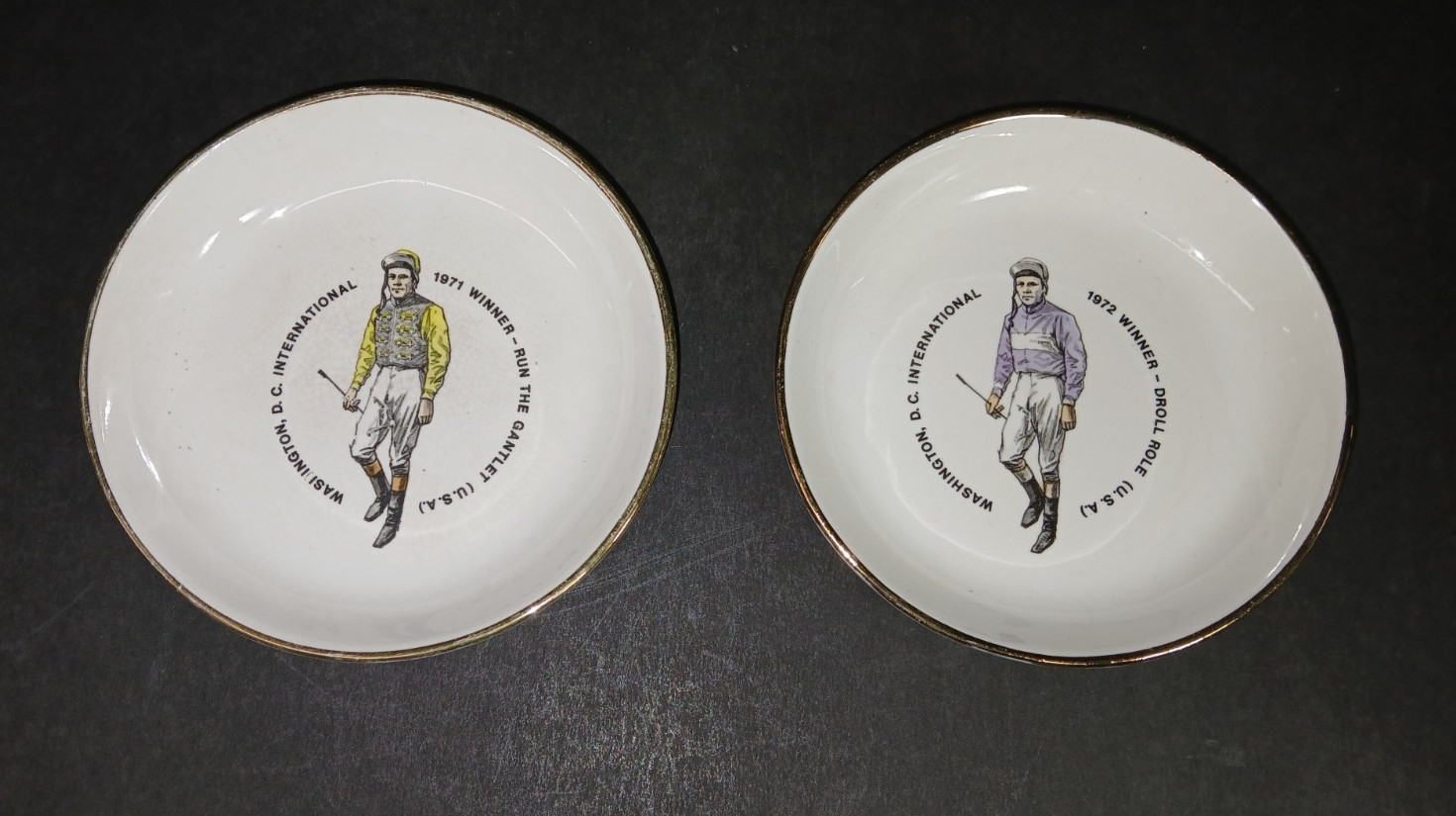 1971 & 1972 Washington DC International Pin Trays RUN THE GAUNTLET & DROLL ROLE