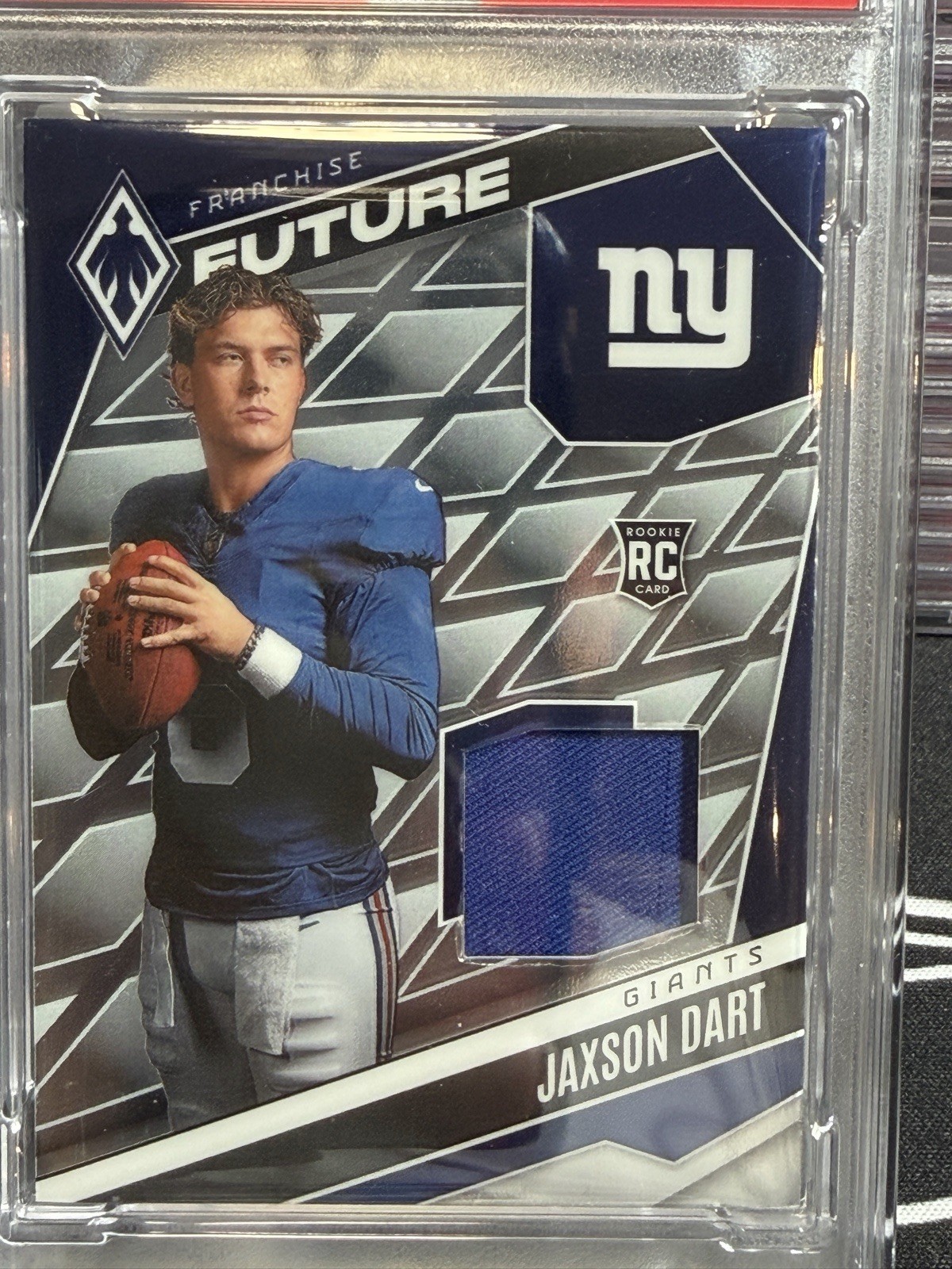 2025 Panini Phoenix – Franchise Future Material Jaxson Dart PSA 8 /299 (MEM, RC)