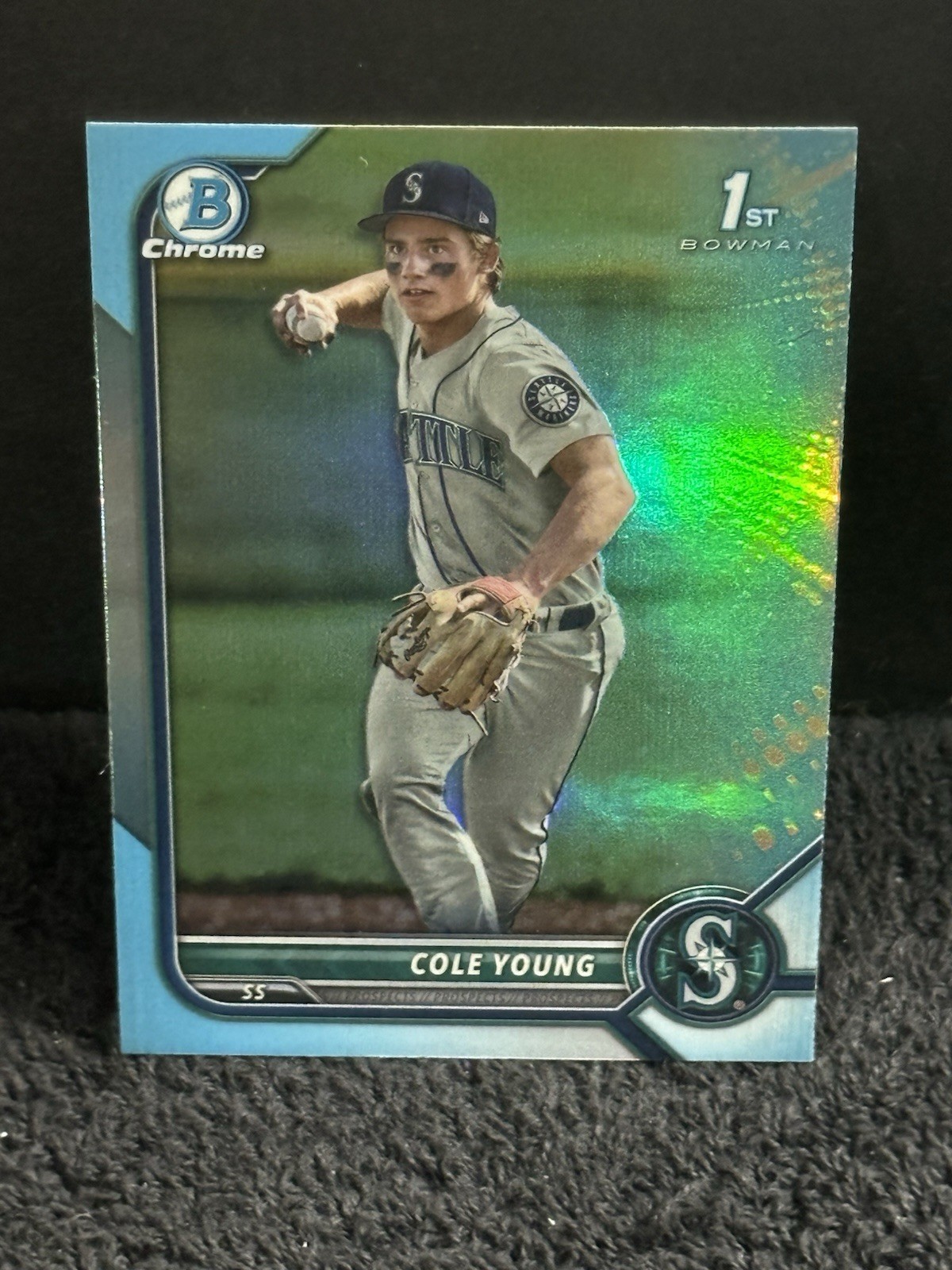 Cole Young 2022 1st Bowman Chrome Sky Blue Refractor #BDC-112 Seattle Mariners