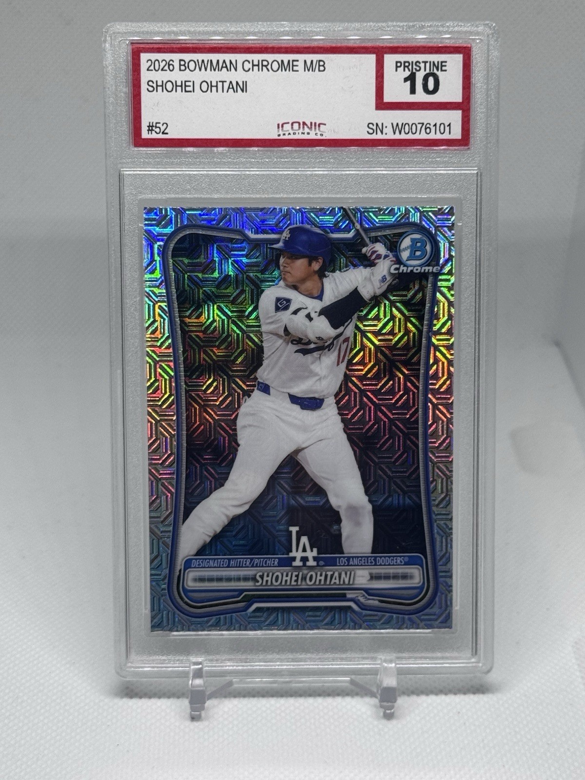 Shohei Ohtani 2026 Bowman Chrome Mojo Refractor Iconic 10 Dodgers #52