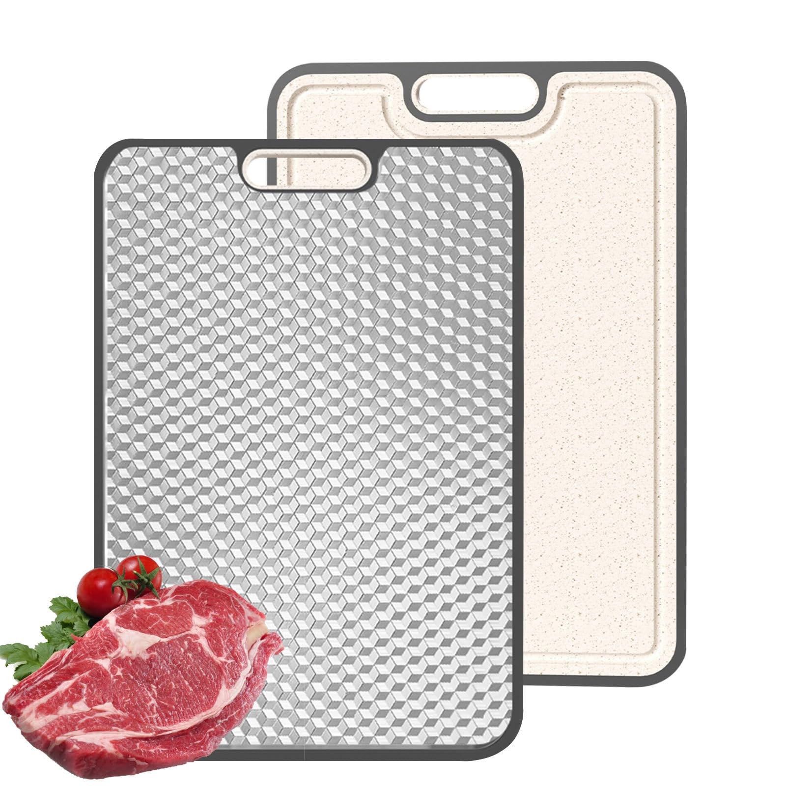 Titanium Cutting Board, Double Sided Medical-grade, 15.2″L x 10.4″W, Silver