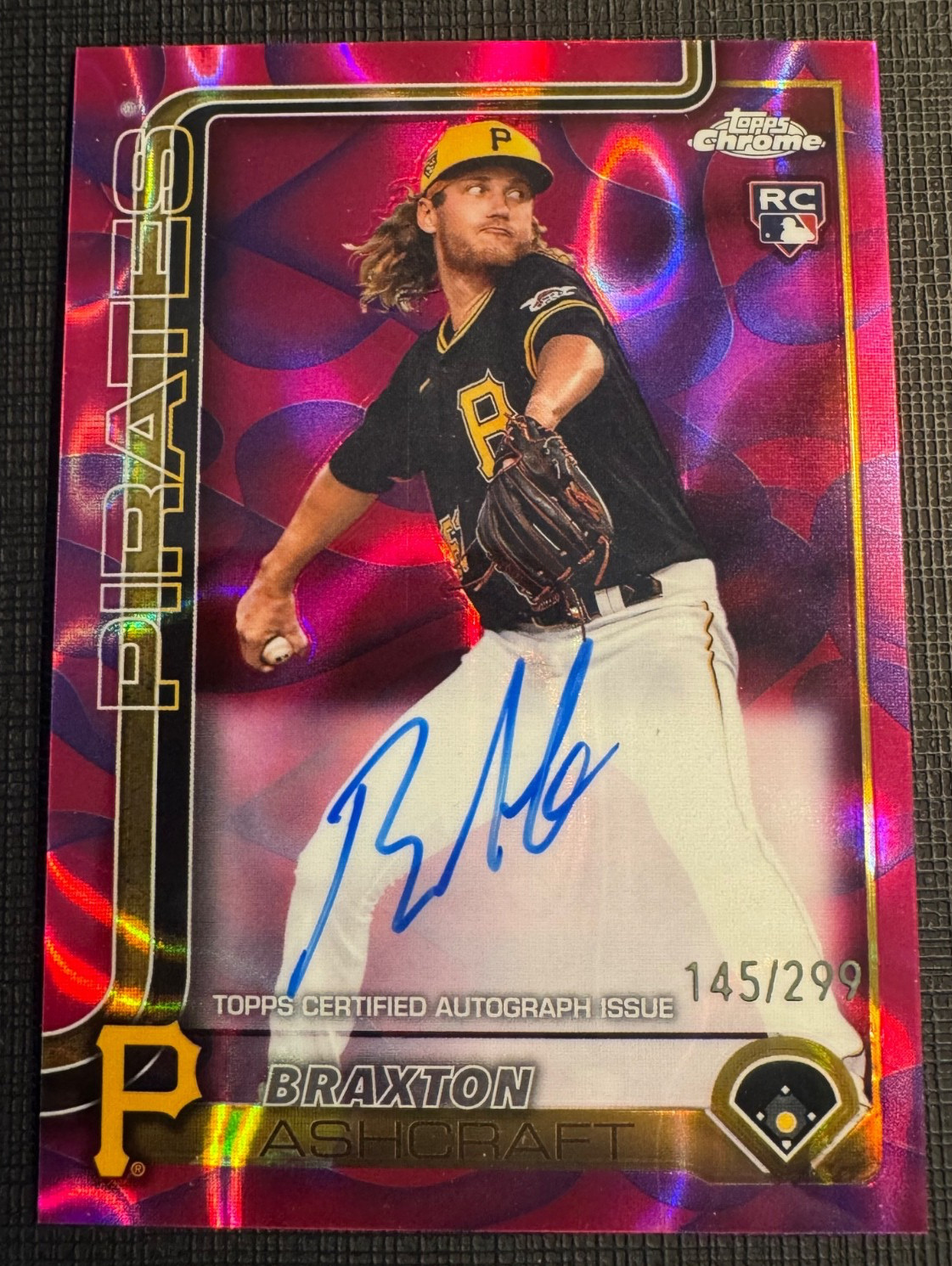 Braxton Ashcraft 2025 Topps Chrome Update Magenta Lava Rc Auto /299 Rookie