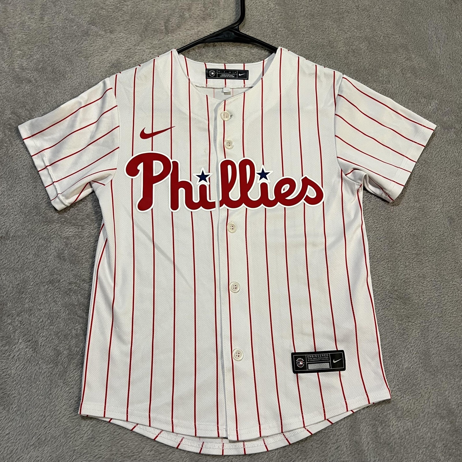 Philadelphia Phillies Baseball Jersey Boys Small White Bryce Harper 3 Nike MLB