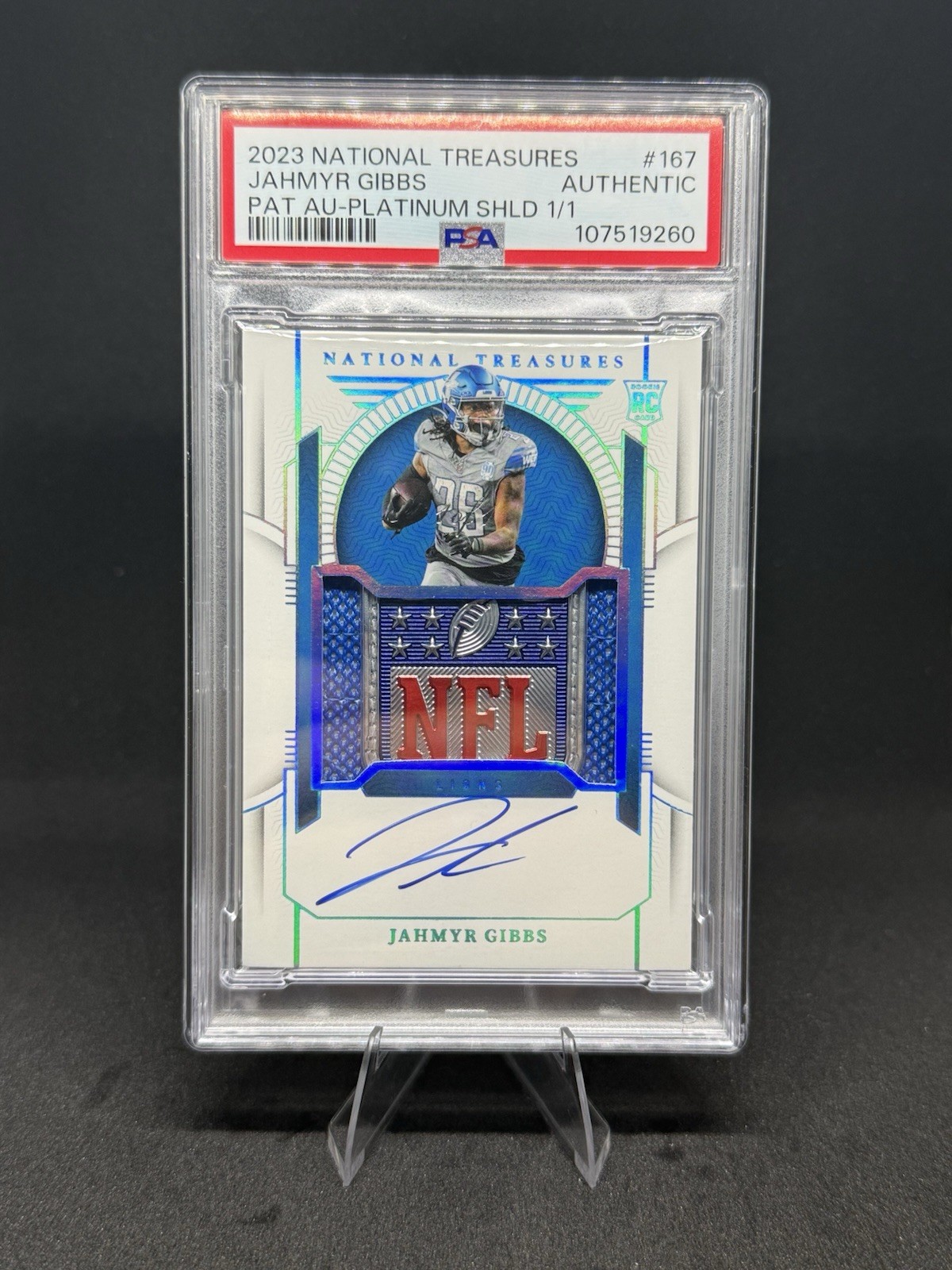 2023 National Treasures Jahmyr Gibbs RPA NFL Shield 1/1