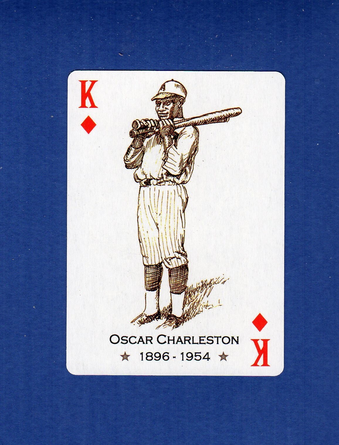 OSCAR CHARLESTON, 1896-1954 ~ Negro Baseball Leagues playing card: king/diamonds