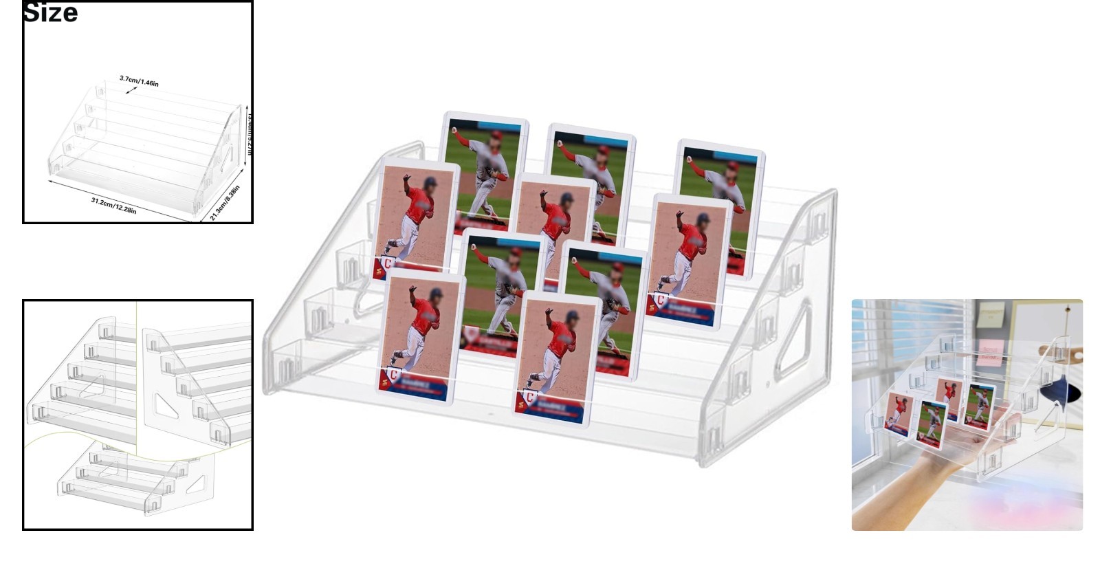 Versatile 5-Tier Tabletop Display Holder for Sports Cards and Collectibles