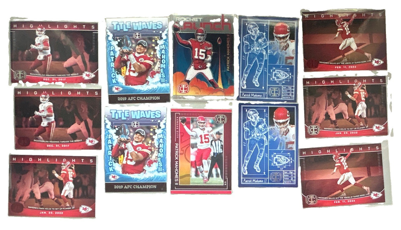2025 Panini Icon Collection Mahomes 17 Card Lot Mixed Inserts And Parallels!
