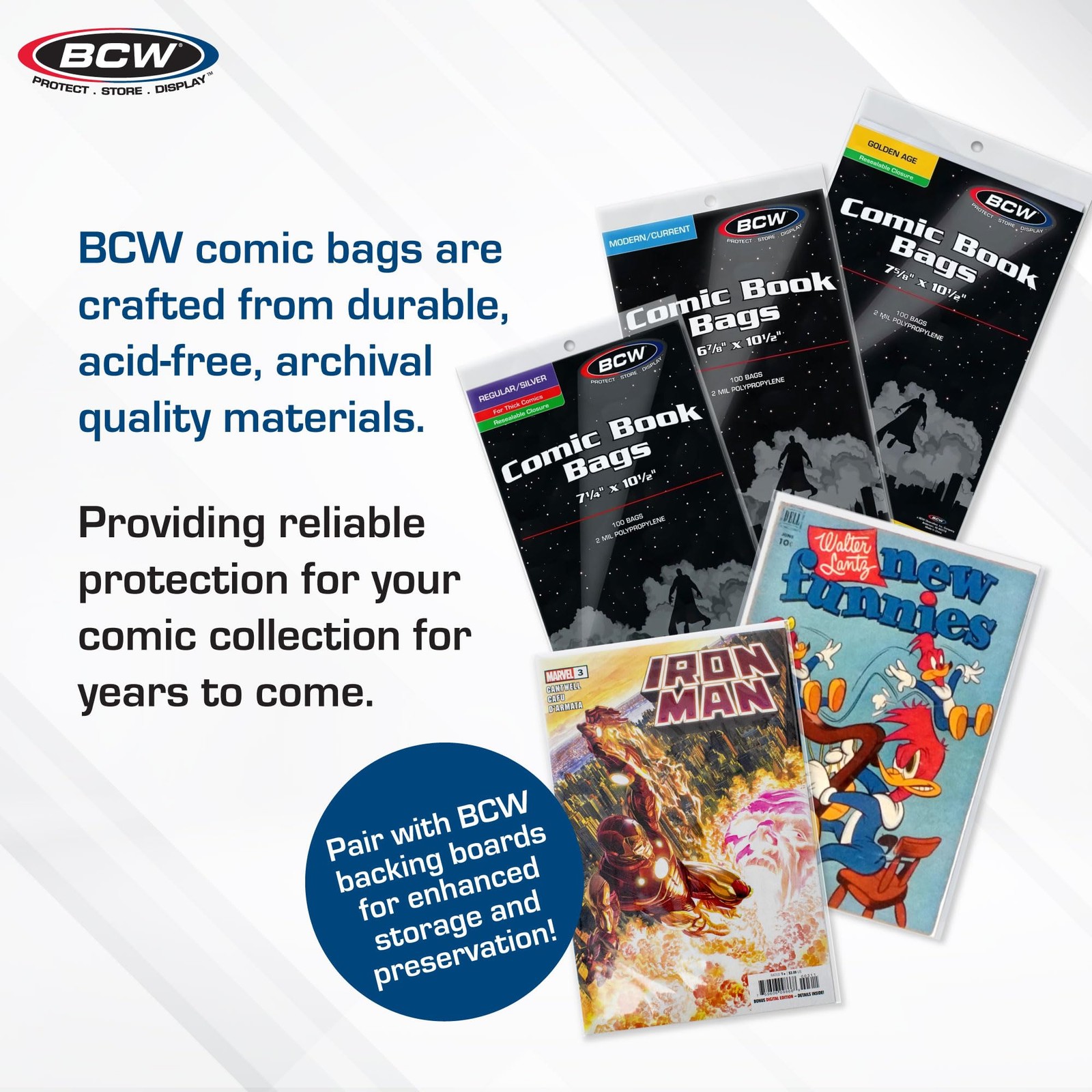 Resealable Thick Silver Age Comic Bags – 100 ct | Archival Quality, Acid-Free…