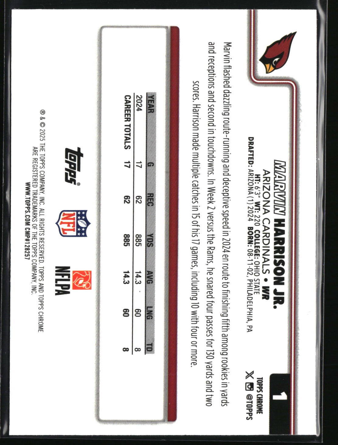 Marvin Harrison Jr. #1 2025 Topps Chrome X-Fractor